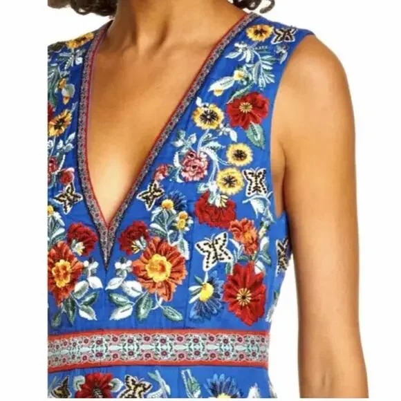 Alice + Olivia Patty Riviera Floral Embroidered A Line Mini Dress Size US 8 - Picture 10 of 15